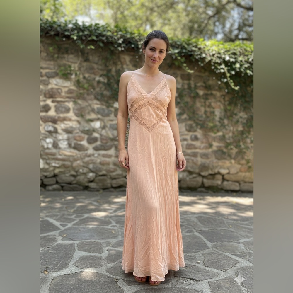 Stylestalker “On the Road” Dress Peach Maxi Dress with High Slit